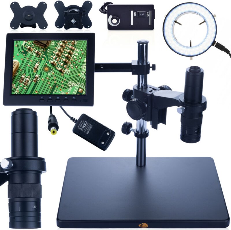 Rosfix Earth Pro MCEP-0,5X Digitalmikroskop + 8-Zoll-Display + 200 mm digitaler Mikroskophalter + einstellbare 56xLED-Mi...