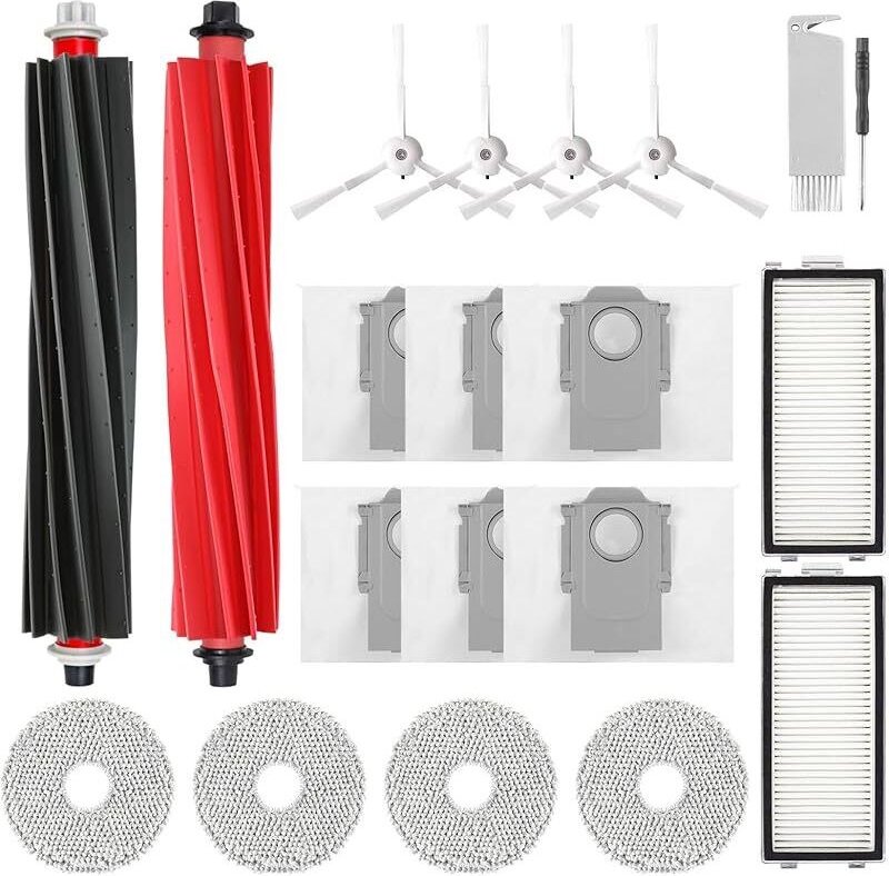 VORNE-Zubehör für Roborock Qrevo Master/Qrevo Slim Staubsauger, inklusive 2 Hauptbürsten, 2 HEPA-Filtern und 6 Staubbeut...