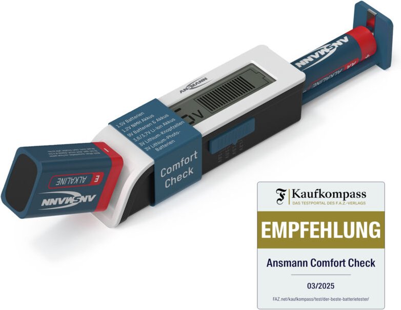 Ansmann - Universeller Batterietester für handelsübliche Akkus, Batterien