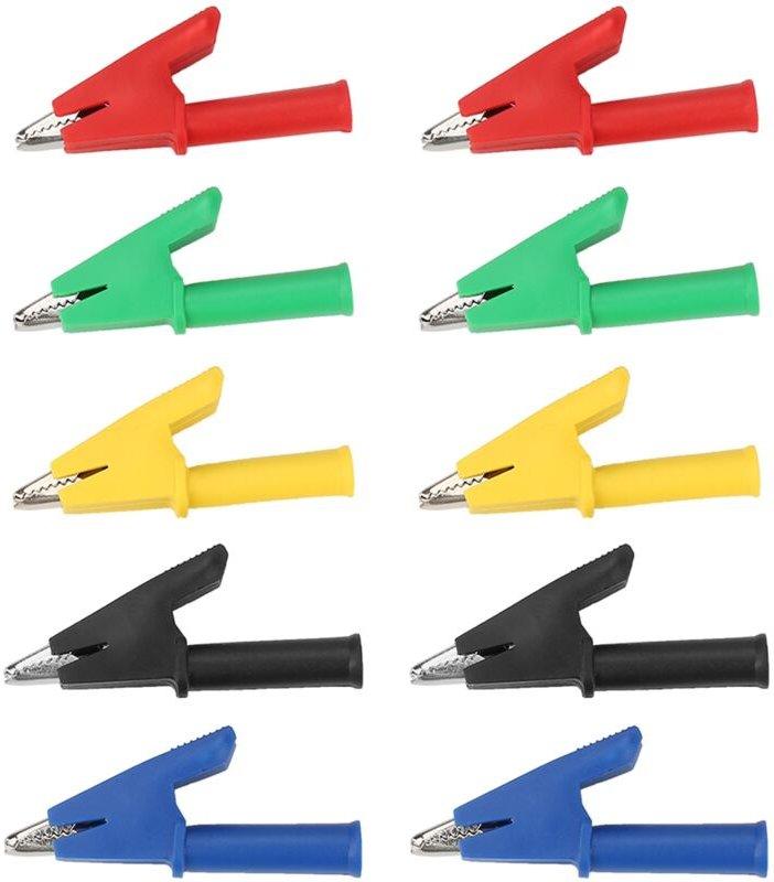 Packung mit 10 P2002 20A Sicherheits-Krokodilklemmen, 5 Farben, 4 mm, für 380 V Multimeter