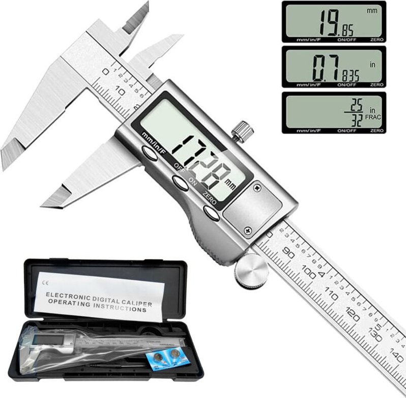 150-mm-Digitalmessschieber aus Edelstahl, präzise Einstellung, Umrechnung Zoll/Metrisch
