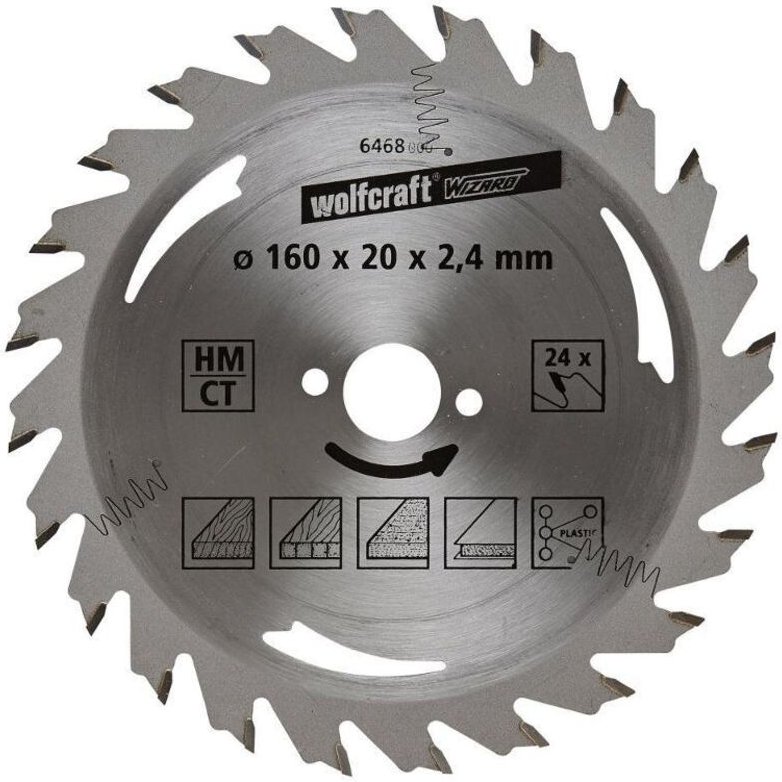 Wolfcraft Kreissägeblatt Bohrung Ø 190 Bohrung Ø 20 mm 24 Zähne Sägeblätter & Sägehilfen