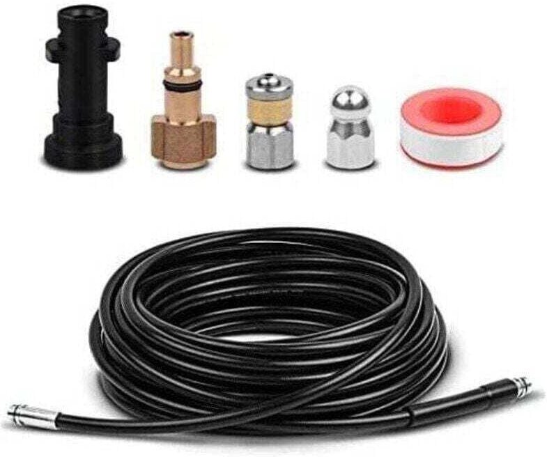 15 m langer, flexibler Hochdruck-Rohrreinigungsschlauch, ausgestattet mit XU-Adapter, passend für Kärcher K2, K3, K4, K5...