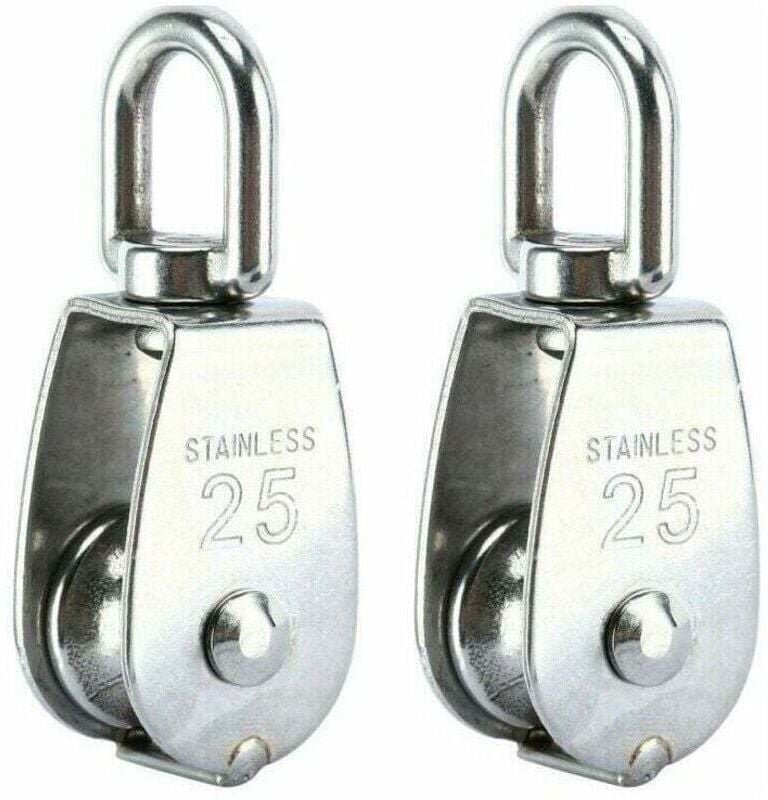 Heberolle, Einzelrolle aus Edelstahl 304, M25-Einzelrolle, Tragfähigkeit 150 kg, 2er-Pack