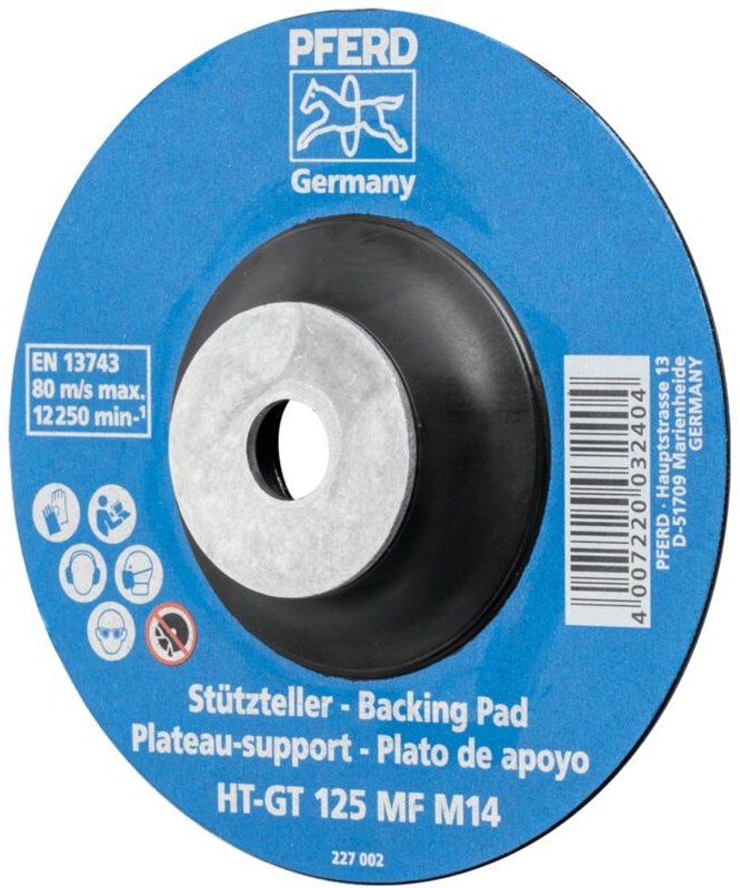 Hitzebeständiger Stützteller mit Spannmutter ø 125 ht-gt M14 für Winkelschleifer 125 - Pferd