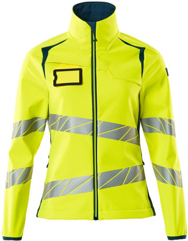 Mascot Soft Shell Jacke, Damenpassform Soft Shell Jacke Gr. L, hi-vis gelb/dunkelpetroleum