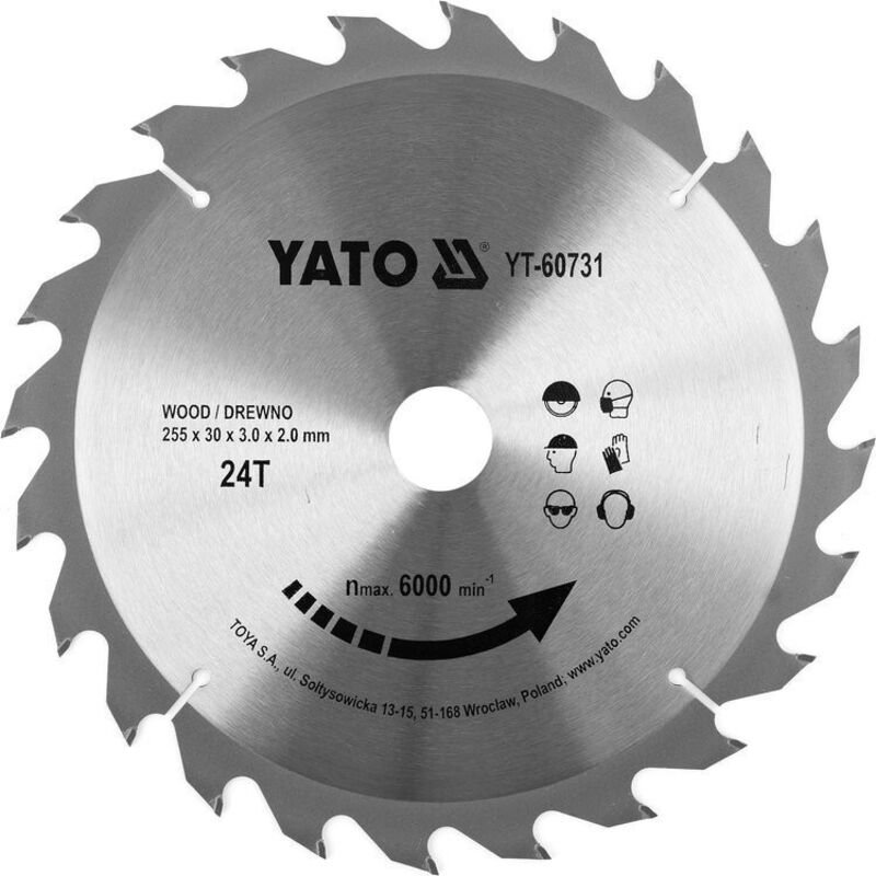 TCT-Holztrennscheibe 255X24TX30MM YT-60731 Yato