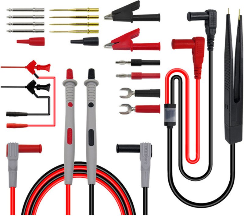 Multimeter-Testkabel-Set 21-in-1 Elektrisches Testkabel mit Krokodilklemmen, Federklemmen, Messsonden, Bananenstecker fü...