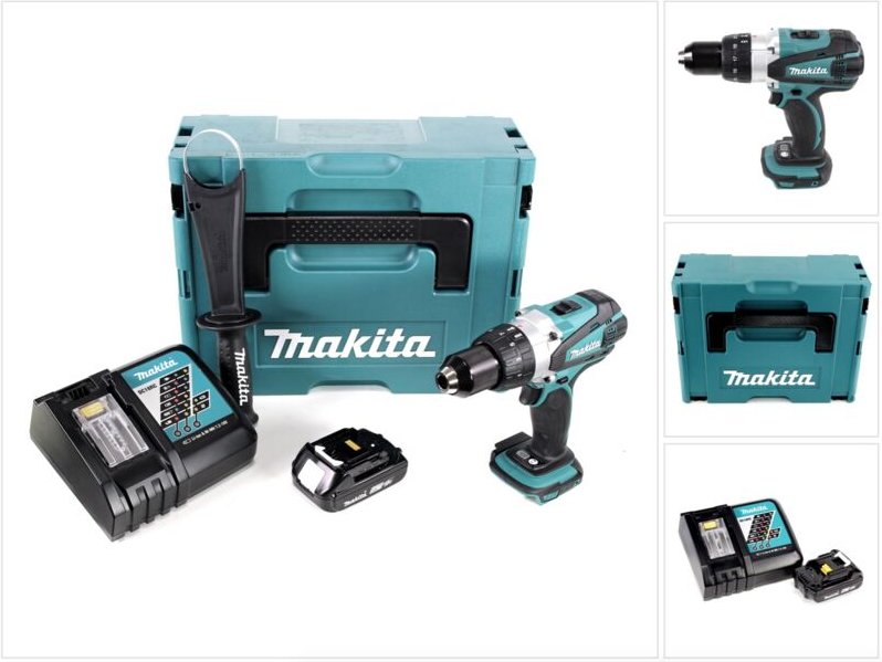 Makita DDF 458 RA1J Akku Bohrschrauber 18 V 91 Nm + 1x Akku 2,0 Ah + Ladegerät + Makpac
