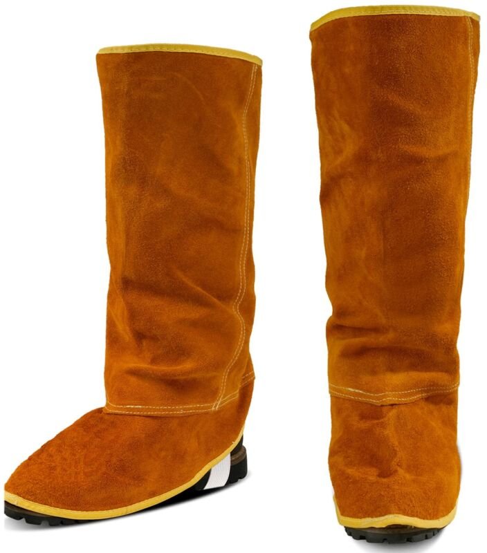 Schweißergamaschen aus Leder – Hitzebeständige und abriebfeste Überschuhe für Schweißer – Schuhschutz – Schweißergamasch...