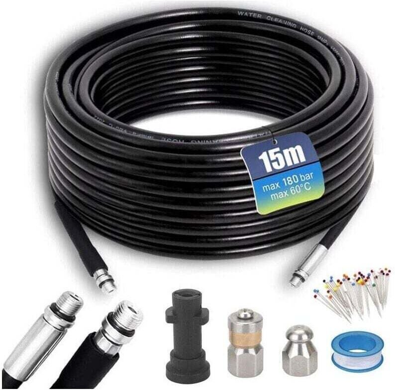 Kärcher 15 m Abflussreinigungsschlauch, 180 bar, 60 °C, Kärcher Abflussspirale, kompatibel mit Adaptern für Kärcher K2, ...