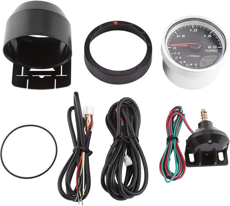 Eosnow - Universal 60mm led Turbo Boost Meter Gauge Schwarz Shell Für Auto Racing Auto 0-200 Kpa