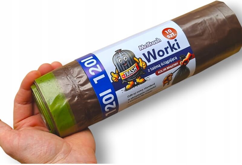 0,4 kg dicke, reißfeste Müllsäcke für Gras und Laub, 120 l, 10 Stück. Günstige Rolle.