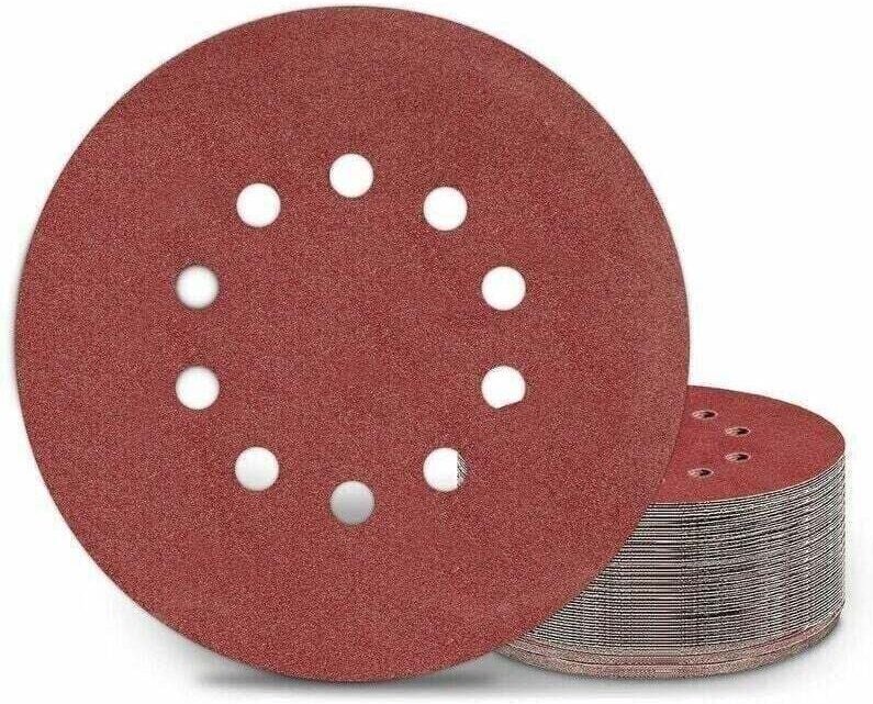 225-mm-Schleifscheiben, 25 runde Schleifpads, Körnung P120, 10 Löcher, für Langhalsschleifer, Trockenbauschleifer und Gi...