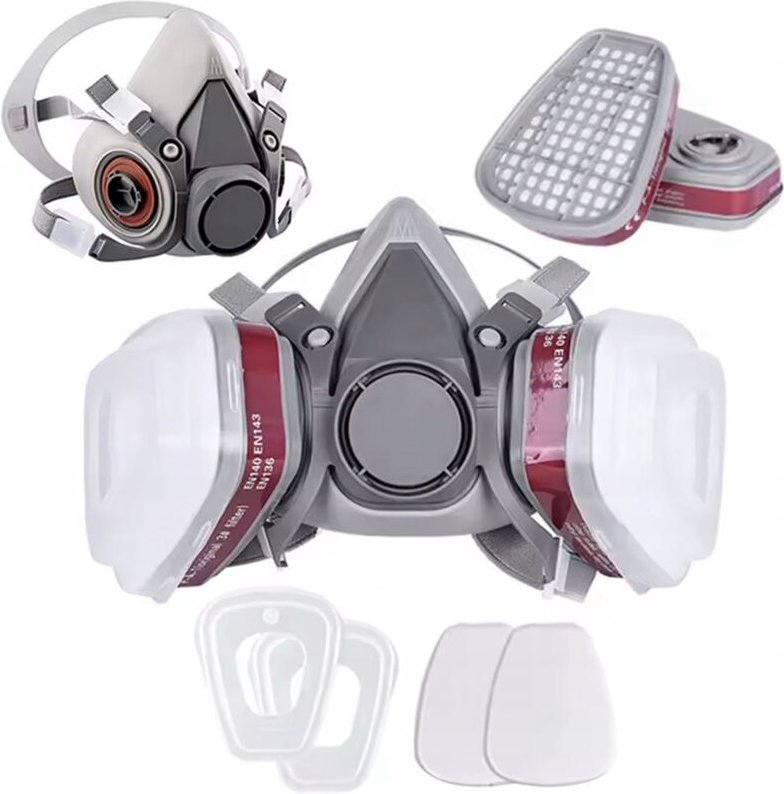 Rosfix Set Atemschutzmaske 6200 – Halbmaske mit 7-teiligem Filtersystem Silikon & Kunststoff Für Lackieren, Malen, Indus...