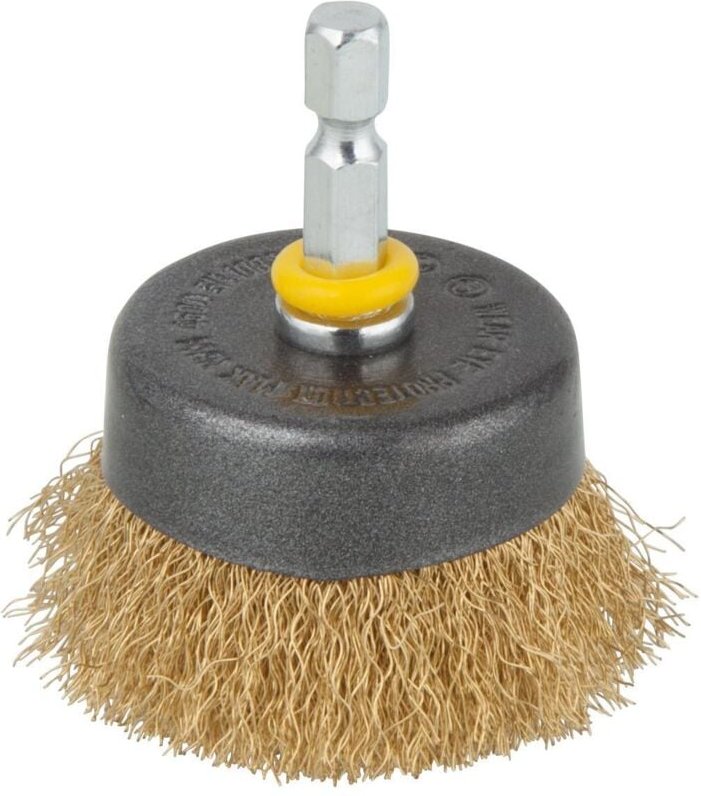 Topfdrahtbürste ø 50 mm Messing Schaft 6 mm Winkelschleifer - Wolfcraft