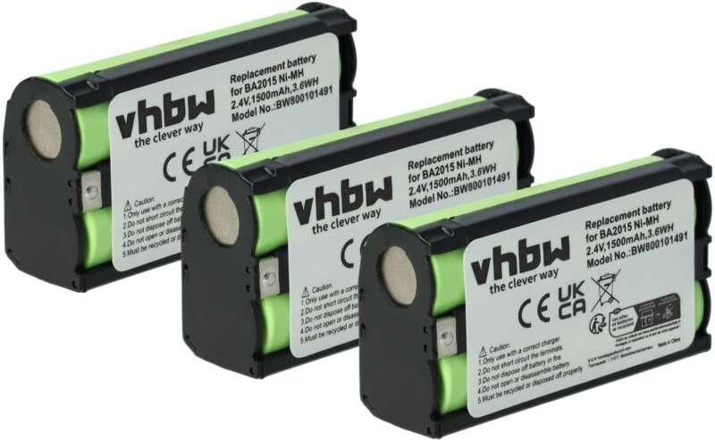 vhbw 3x Akku kompatibel mit Sennheiser EW 145 G3, EW 135 G4, EW 145 G2, EW 135-p G2 Wireless Headset Kopfhörer (1500 mAh...