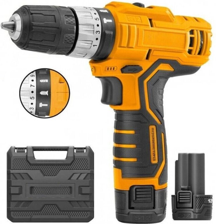 Trade Shop Traesio - Trade Shop - lithium-akku-bohrschrauber hammerfunktion 12V doppelakku -