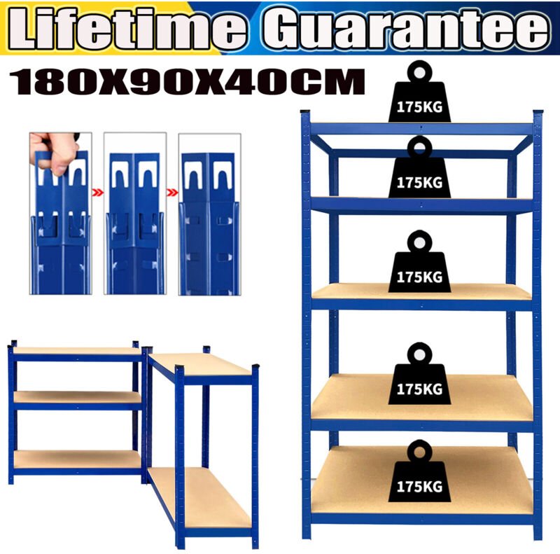 Schwerlastregal Lagerregal Kellerregal Metall 5 Böden aus mdf Holz bis 875KG