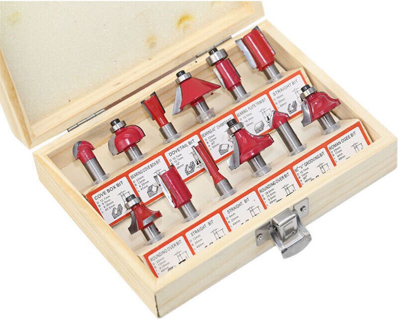 12-teiliges Fräserset mit 8-mm-Schaft aus Hartmetall – Professionelles Werkzeug für Holzbearbeitung und Heimwerkerprojek...