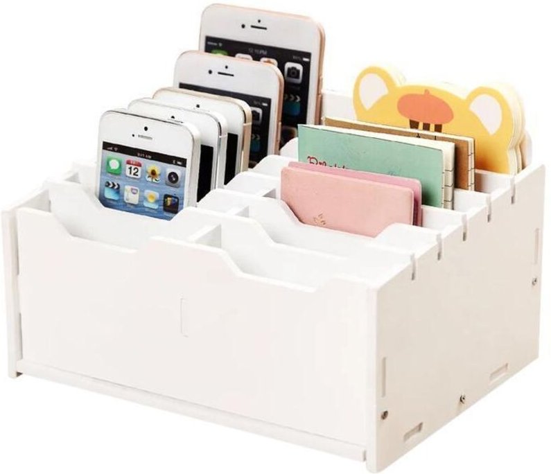 Mobiler Ständer mit 12 Fächern - Weiß