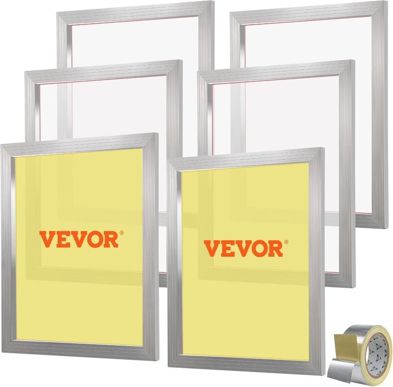 VEVOR 6 Stk. Aluminiumlegierung Siebrahmen Siebdruckpresse 50,8 x 61 cm, Siebdruckmaschine Zubehör 160 Mesh, Säureresist...