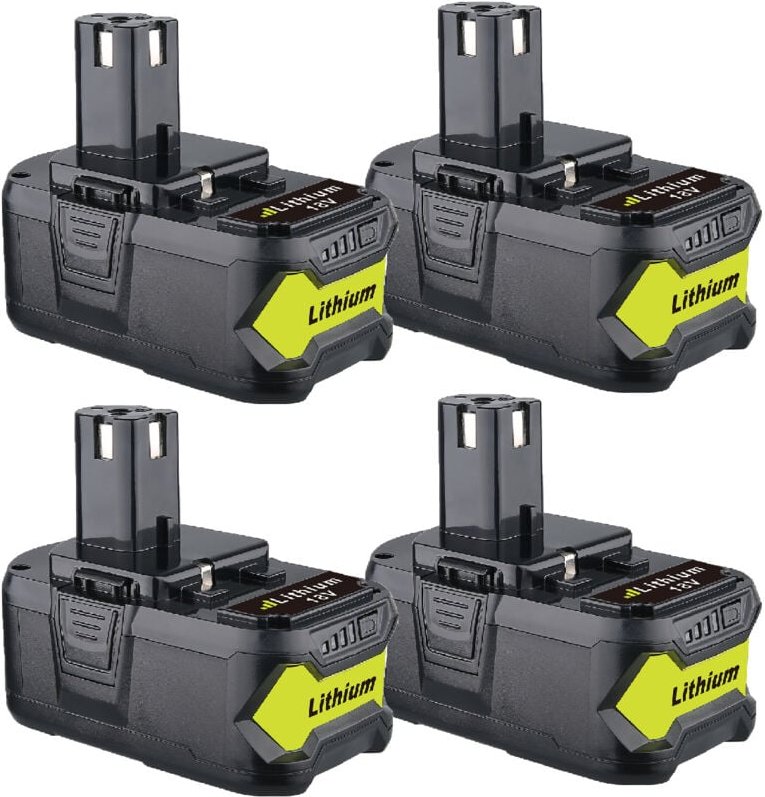 Pdstation - 4Stück 18V 8.0Ah Akku für Ryobi Elektrowerkzeug mit LED-Ladeanzeige P108 Li-Ion Ersatzakku für Ryobi one+ RB...