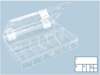 Sortimentskasten mit fester Einteilung, glasklar 8 Fächer, 6136