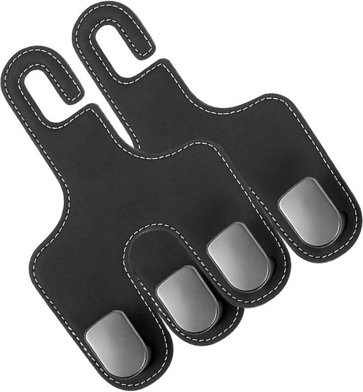 Auto-Taschenhaken, 2er-Set Kopfstützenhalter aus Leder, Auto-Aufbewahrungshaken, 2-in-1-Kopfstützenaufhänger für den Aut...