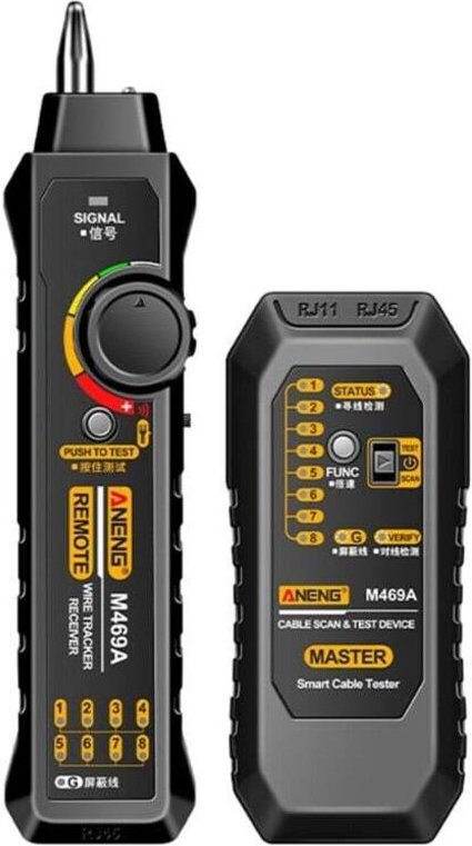 M469A RJ45/RJ11 Netzwerkkabeldetektor, LAN-Tester, Entstörungsprüfgerät, Netzwerkreparatur, Schwarz