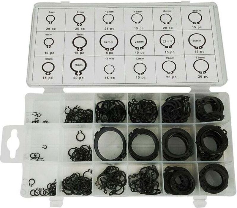 Sicherungsring, 300 Stück für elastische Ringe, Wellensicherungsringe, schwarz, Typ C, zur Befestigung von äußeren Siche...