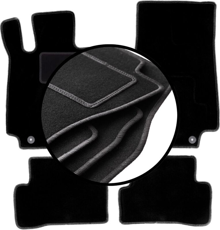 Komplettset Veloursmatten für: Mercedes C W205 mit Fußstütze, Kombi, Limousine (2015-)