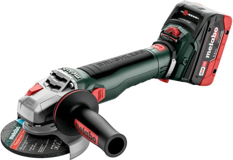 Metabo Akku-Winkelschleifer WVB 18 LT BL 11-125 Quick 2x 5,5 Ah LiHD und Ladegerät