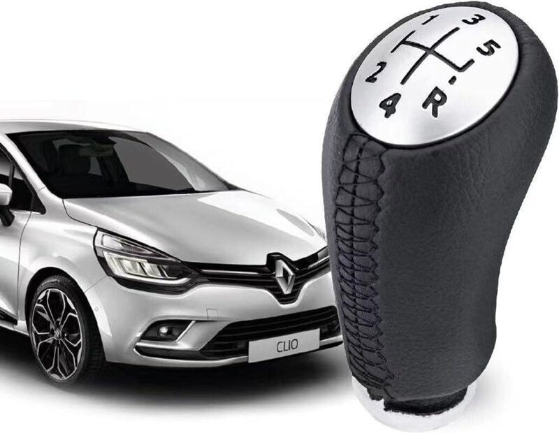 Schaltknauf für Clio 3 – LEDER – 5-Gang-Schalthebel für Laguna / Megane 2 / Clio 4 / Scenic / Kangoo