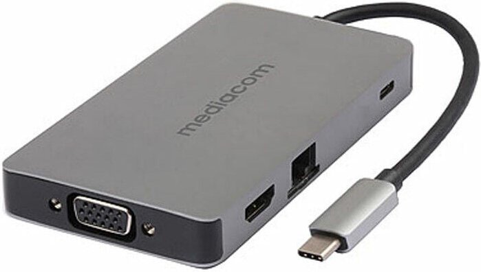 Mediacom MD-C318 laptop-dockingstation & portreplikator Kabelgebunden USB 3.2 Gen 1 (3.1 Gen 1) Type-C Aluminium