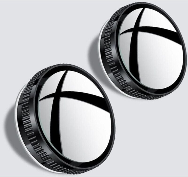 (Schwarz) 2er-Pack HD-Glas-Auto-Eckspiegel, runder, gerahmter, konvexer Rückspiegel mit Saugnapf, verstellbarer Weitwink...