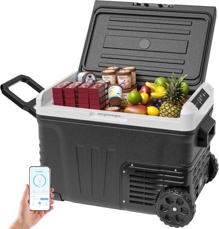 35L Kompressor Kühlbox, 12V Auto-Kühlschrank, Tragbarer Gefrierschrank 12V/24V dc 220-240V ac, 12V Kühlschrank -20℃20℃ m...