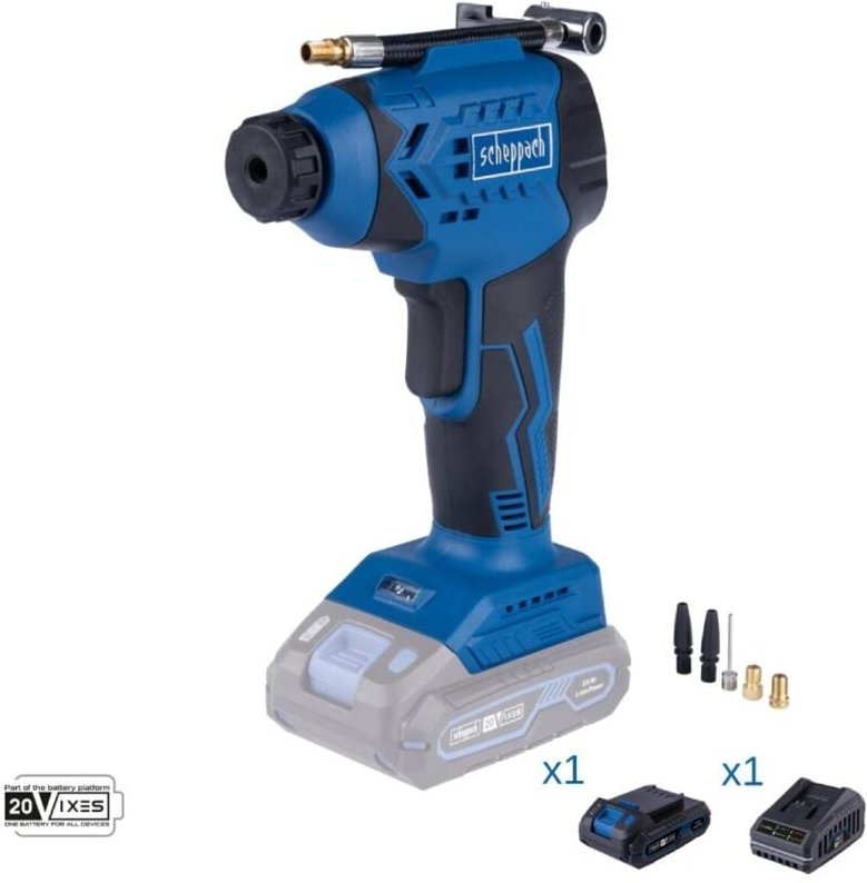 Scheppach - Tragbarer Kompressor 20V Akku 2.0Ah und Ladegerat ixes c-ac20-x