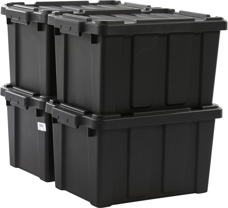 Heavy Duty Organisation Boxes, 21L, 4er-Set, Rot, Kompakt, Robust, Stapelbar, Aufbewahrungsbox, Für Garage, Regale, Umzu...