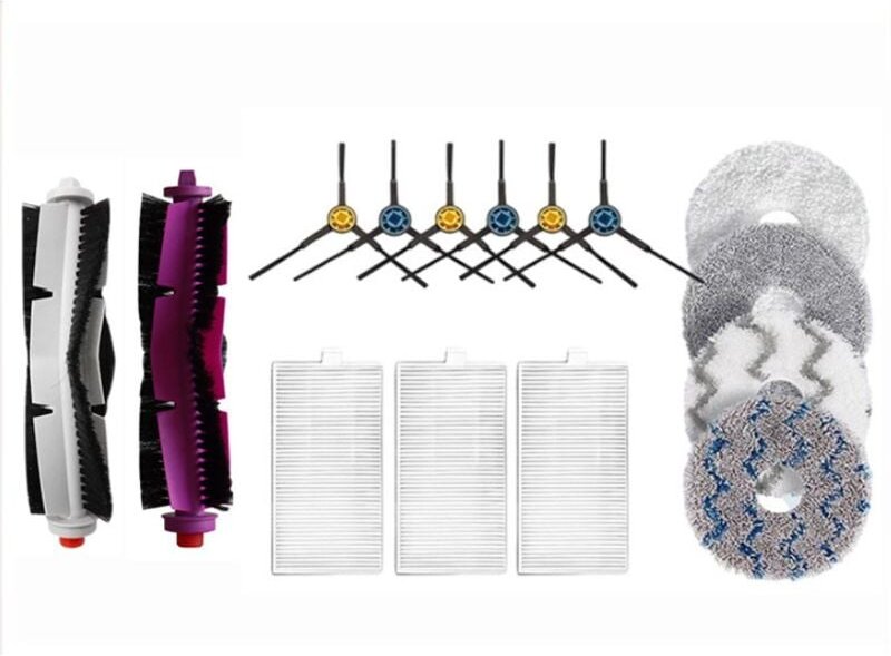 FOREHILL Passend für Midea W11 kleiner weißer Saugroboter mit Zubehörbox, Seitenbürste, Walzenbürste, Filter, Staubbeute...