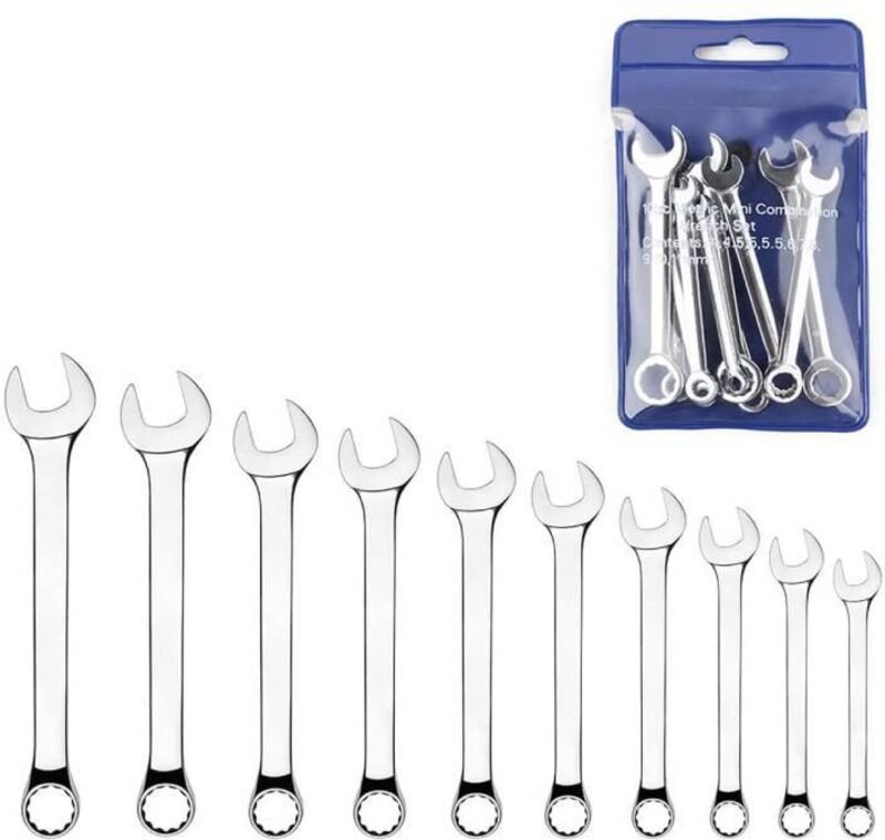 Satz mit 10 Mini-Schraubenschlüsseln, metrischer Maulschlüsselsatz, geeignet für Industrie, Haushalt, Freizeit, Elektrot...
