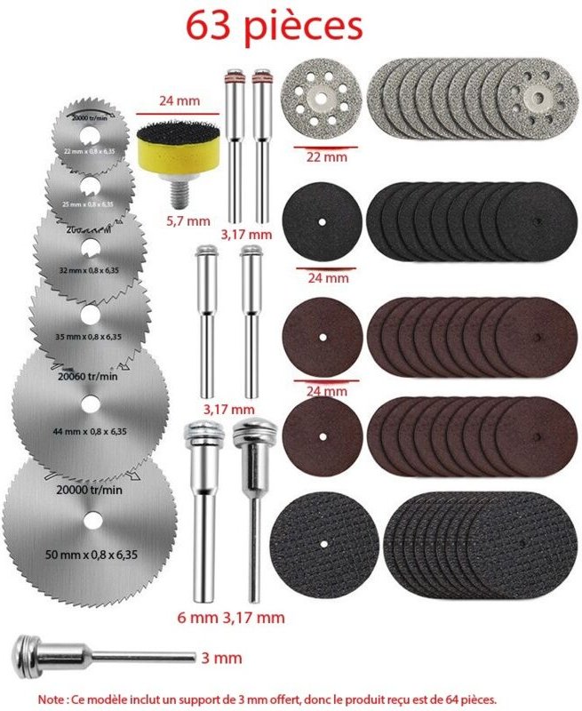 63-teiliges Trennscheiben-Set für Rotationswerkzeuge – Professionelles Zubehör für präzises Arbeiten an Metall, Holz, Ku...