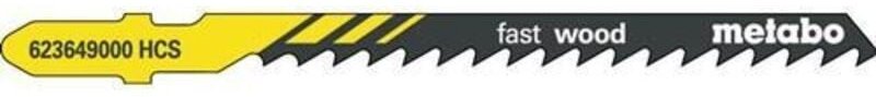 Metabo - Stichsägeblätter fast wood Nutz-L.74mm ZAhnteilung4mm hcs geschliffen geschränkt f.Kurvenschnitte/Hart-/Weichho...