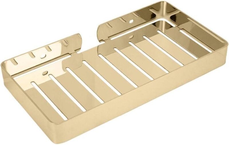 Seifenschale, wandmontiertes Edelstahlregal, Seifenablage für Bad und Küche (goldenes, verlängertes Seifennetz)