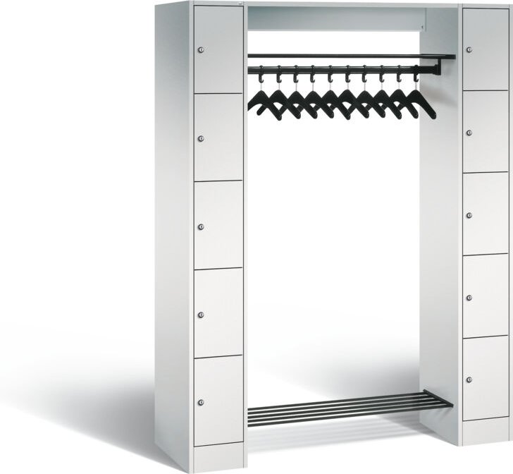 Personalgarderobe m.Kleiderbügelstange H1950xB1430xT480mm lichtgrau 5x2 Abt.