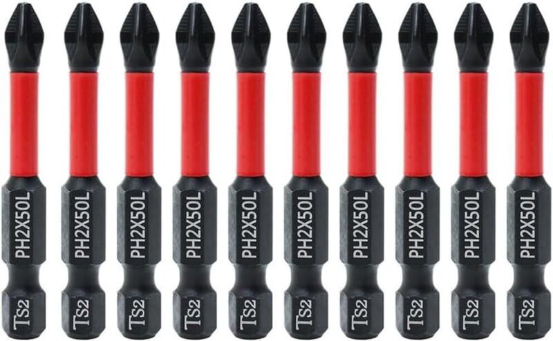 10 Stück 50 mm Kreuzschlitz-Schraubendreherbits PH2, magnetischer Schraubendreherbit, rutschfester Kreuzschlitzbit, magn...