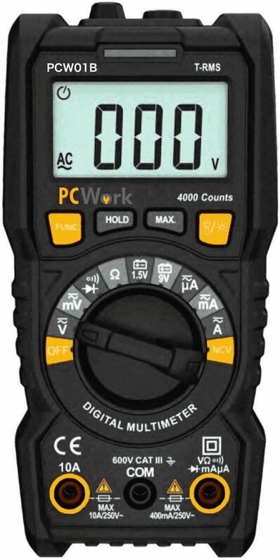 Thumbnail - Fuienko - Echt-Effektiv-Digitalmultimeter 600v/dc/ac 10a/dc/ac Widerstand 40mg Pcwork Pcw01b
