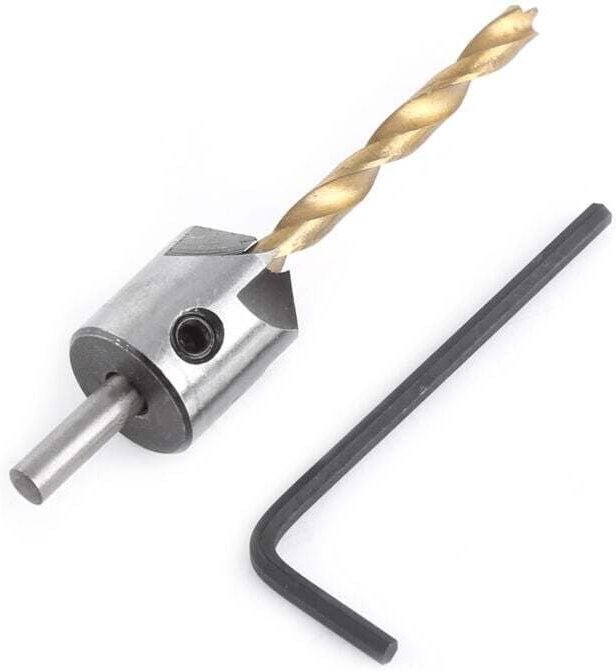 Senkbohrer für Holzbearbeitung, Rundschaftbohrer mit Innensechskantschlüssel (4,5 mm)