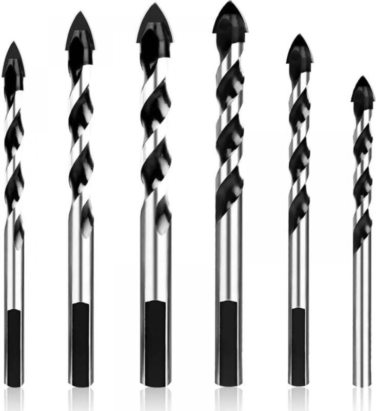 Set mit 6 Hartmetallbohrern, Fliesenbohrer-Set, Hartmetall-Diamantbohrer für Keramikfliesen, Beton, Ziegelwände, Glas (4...