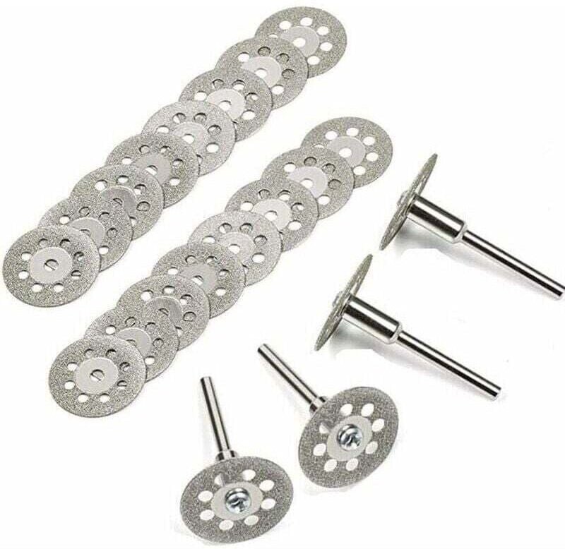 Diamanttrennscheiben, 20 Stück 22 mm Mini-Diamanttrennscheiben mit 4 Dornstangen für Rotationsscheiben für Rotationswerk...